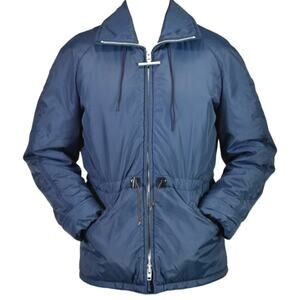 Vintage Mighty Mac Coat Blue Insulated Retro Chore Nautical Winter 42 Long Mens